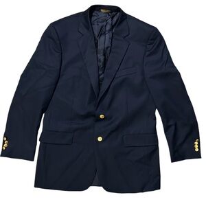 Brooks Brothers Blazer Men 41R Blue Wool Gold Button Sport Coat